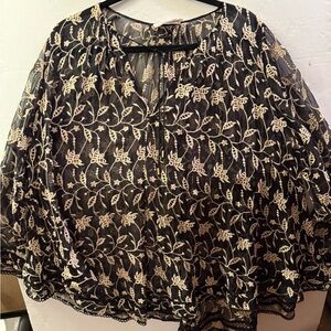 Zimmermann Black and Cream Floral Lace Blouse
